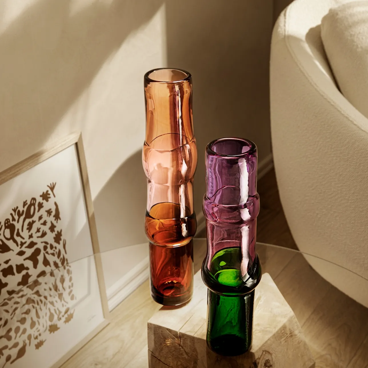 Konstföremål*IITTALA Vas 90x450mm laxrosa-rosa-ökensand